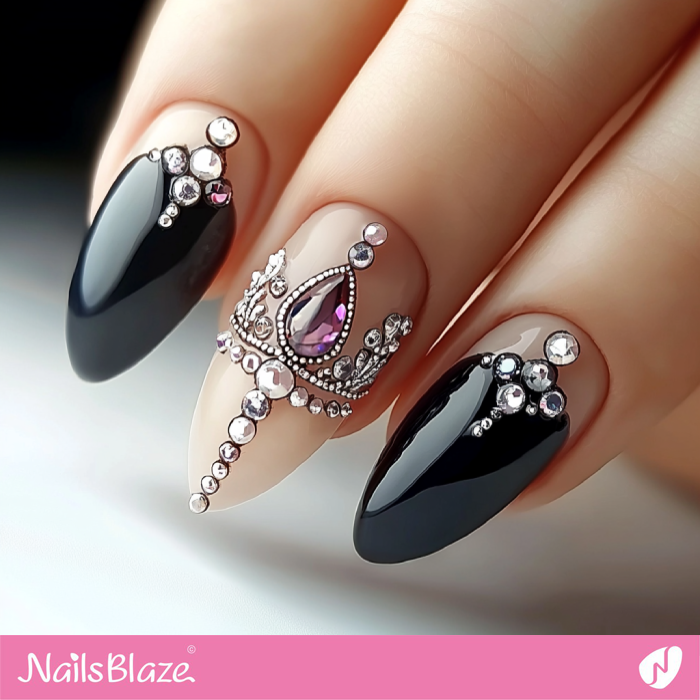 Rhinestone Crown Design for Birthday Nails | Birthday Crown Nails - NB7087