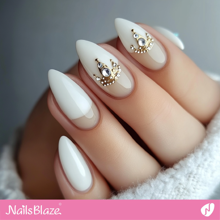 Birthday French with Crown Nail Charms | Birthday Crown Nails - NB7073