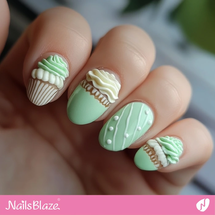 3D Cupcake Design for Birthday Nails | Birthday Cupcake Nails - NB6058