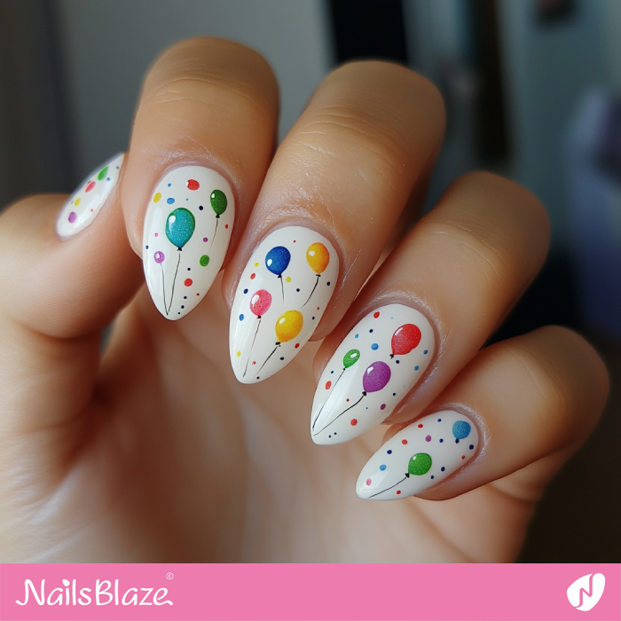 Cute Birthday Nails with Balloons | Birthday Nails - NB5470