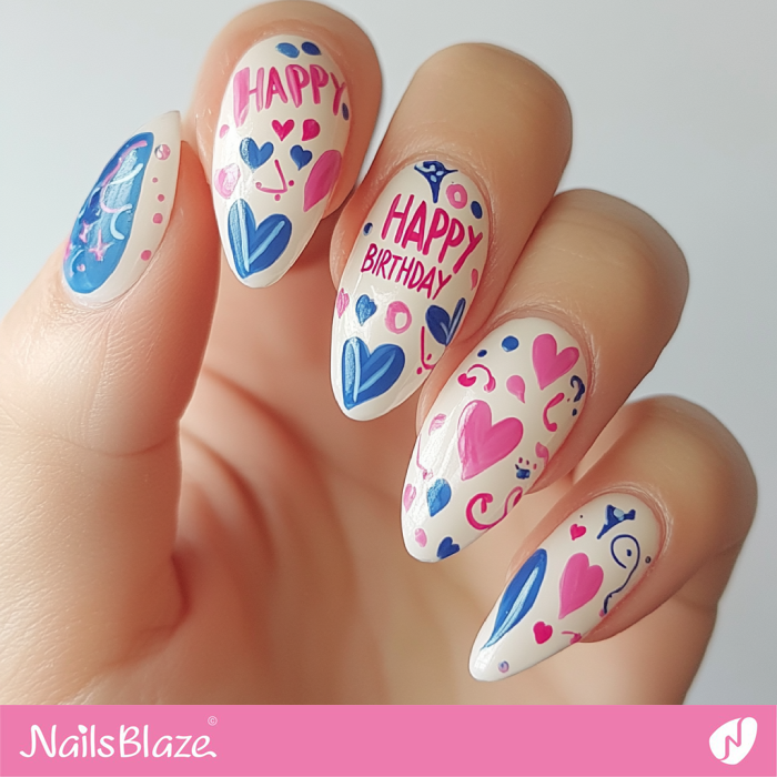 Cute Happy Birthday Nails Design | Birthday Nails - NB5472