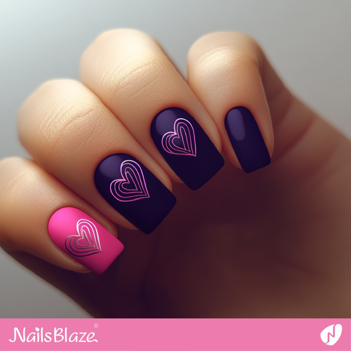 Line Art Hearts for Birthday Nails | Birthday Heart Nails - NB7067