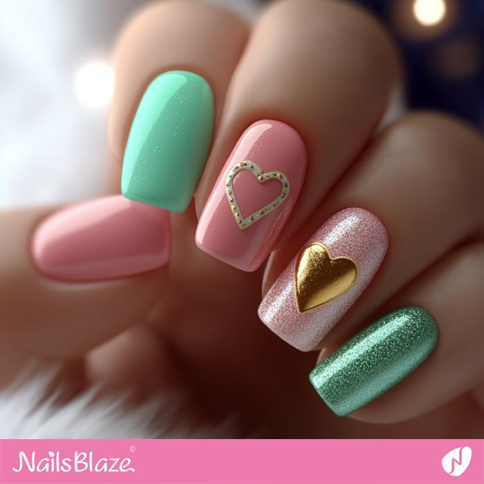 Heart Design for Cute Birthday Party Nails | Birthday Heart Nails - NB7068