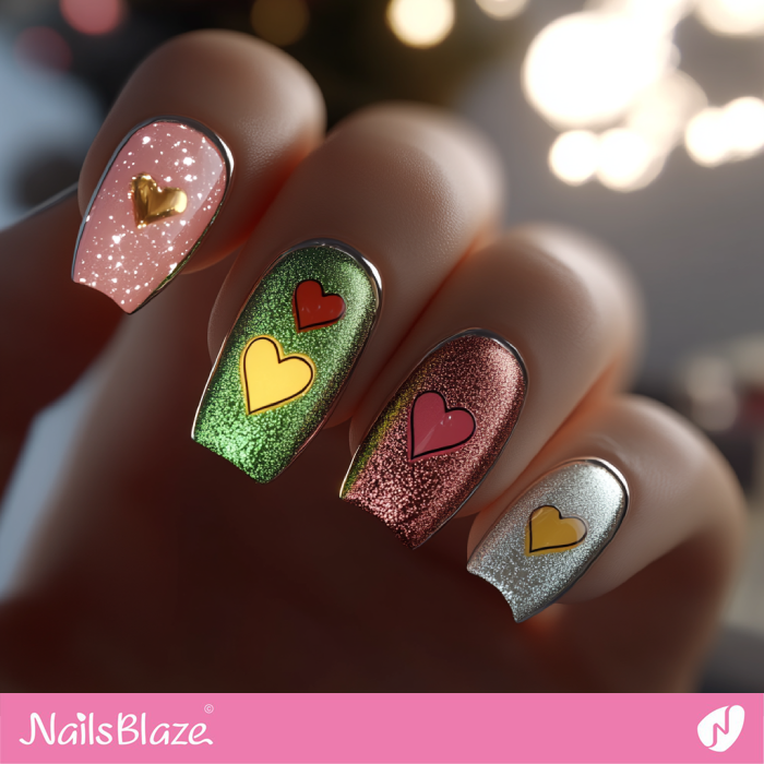 Birthday Party Nails with Hearts | Birthday Heart Nails - NB7060