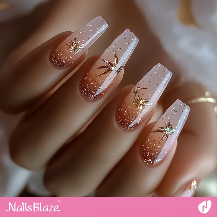 Nude Ombre Glitter Nails Design | Nude Birthday Nails - NB6438