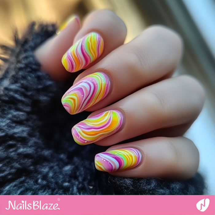 Colorful Swirls Nails Design | Birthday Swirl Nails - NB6084