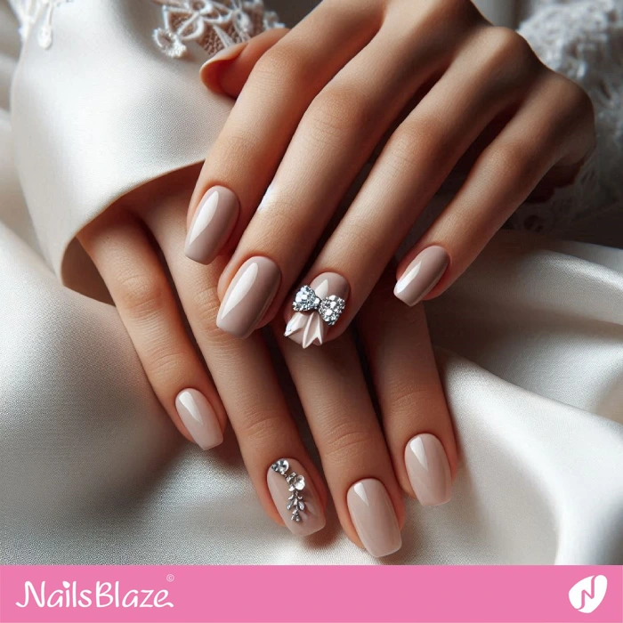 Bow Nail Charm Design for Nude Wedding Nails | Bow Nails - NB5171