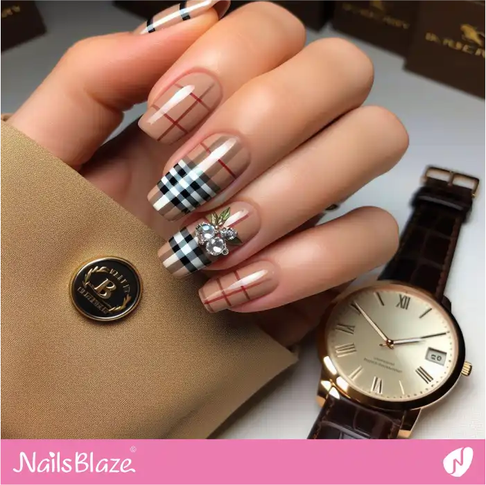 Burberry inspired Nail Designs