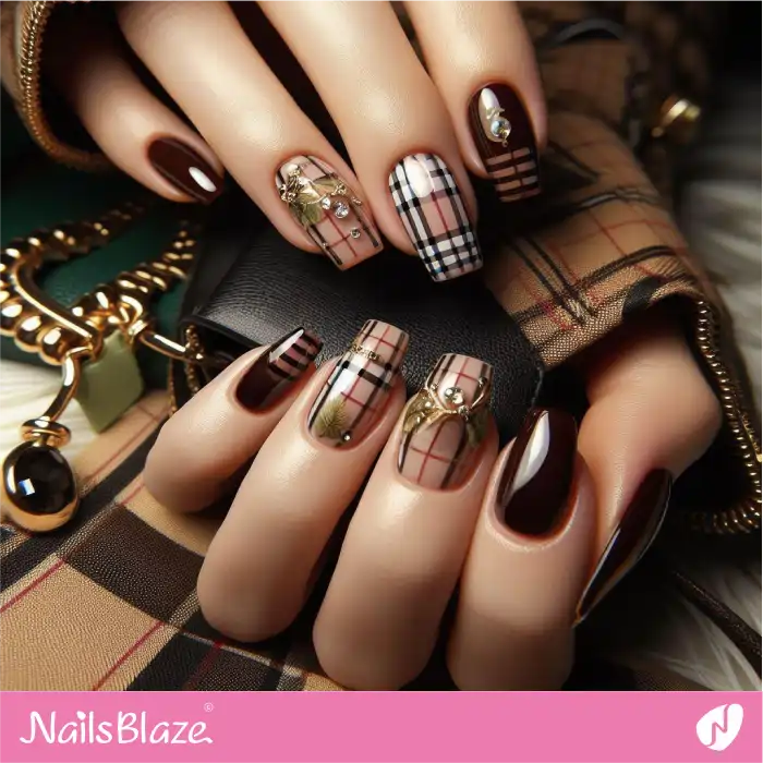 Burberry inspired Nail Designs