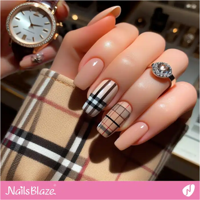 Long Burberry Nails | Branded Nails - NB4235