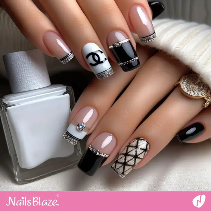 French Manicure Design with Chanel Theme | Branded Nails - NB4243