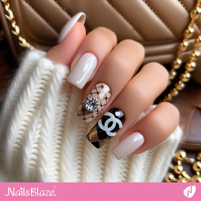 Luxury Nails with Chanel Theme | Branded Nails - NB4245