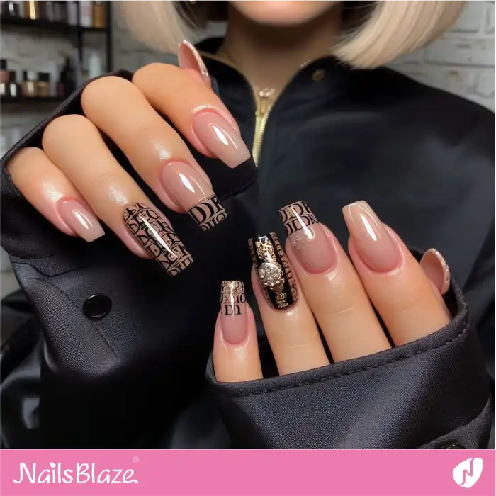 Glossy Dior French Manicure | Branded Nails - NB4254