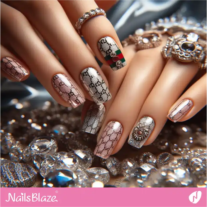 Nails with Gucci Pattern | Branded Nails - NB4256