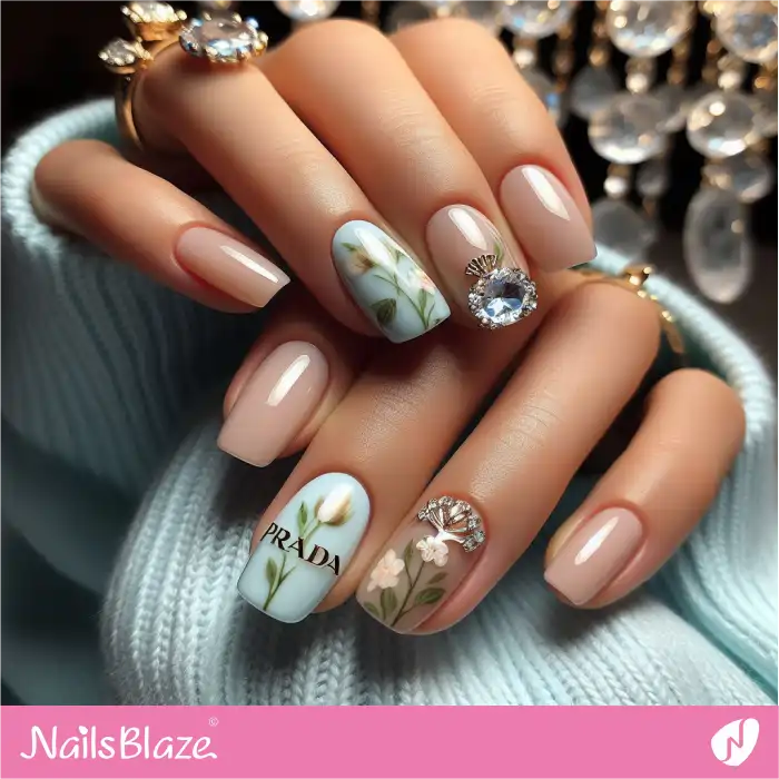 Prada Nails Floral Design | Branded Nails - NB4262
