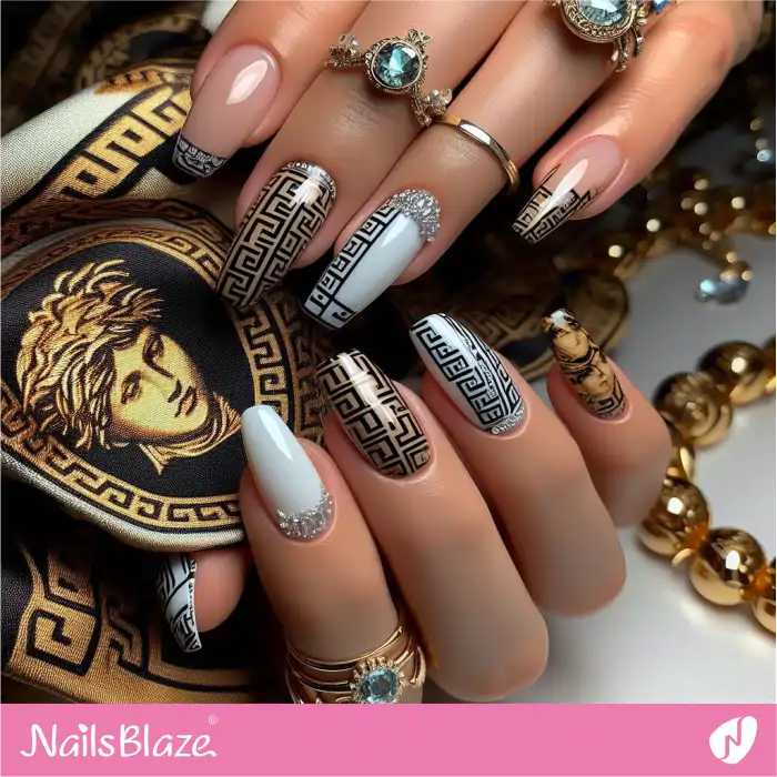 Long Versace Nails | Branded Nails - NB4267