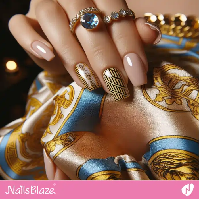 Versace-inspired Pink Nails | Branded Nails - NB4268