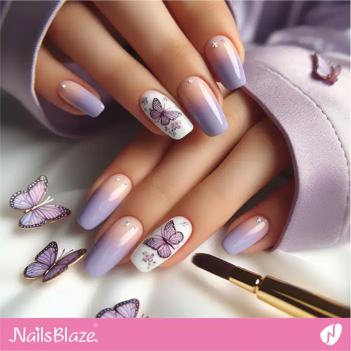 Butterfly Purple Nails Design | Spring Nails - NB4356
