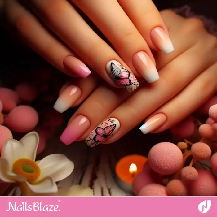 Nails with Butterflies Design | Spring Nails - NB4359