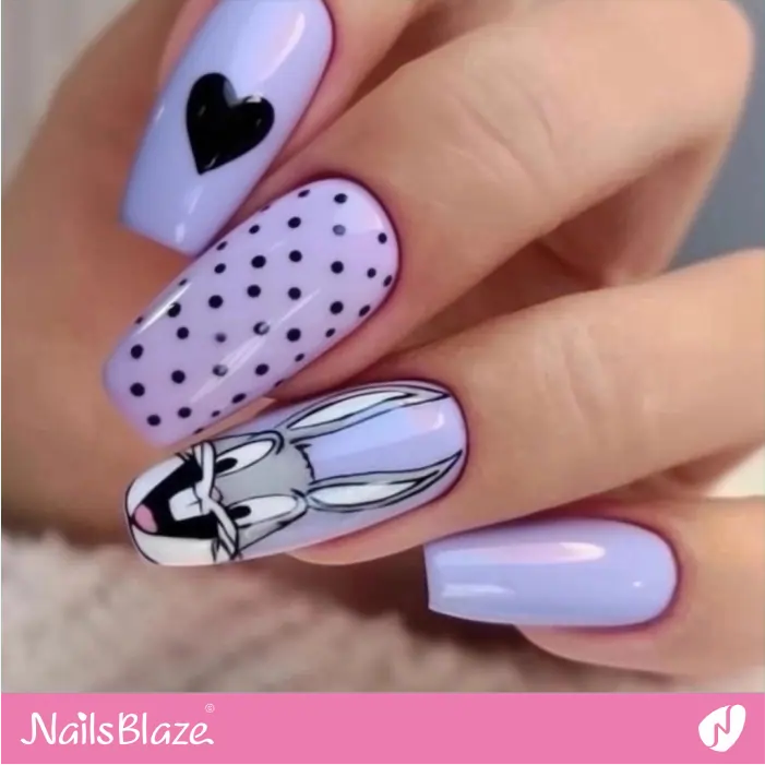 Bugs Bunny Theme for Pastel Purple Nails | Cartoon Nails- NB8367