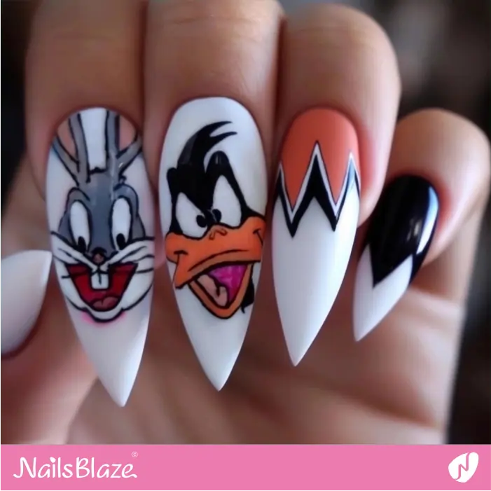 Bugs Bunny and Daffy Duck Stiletto Nails | Cartoon Nails- NB8369