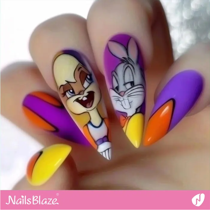 Lola Bunny and Bugs Bunny Nails | Cartoon Nails- NB8359