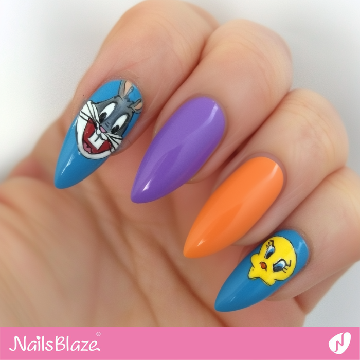 Bugs Bunny and Tweety Bird Looney Tunes Nails | Cartoon Nails- NB8363