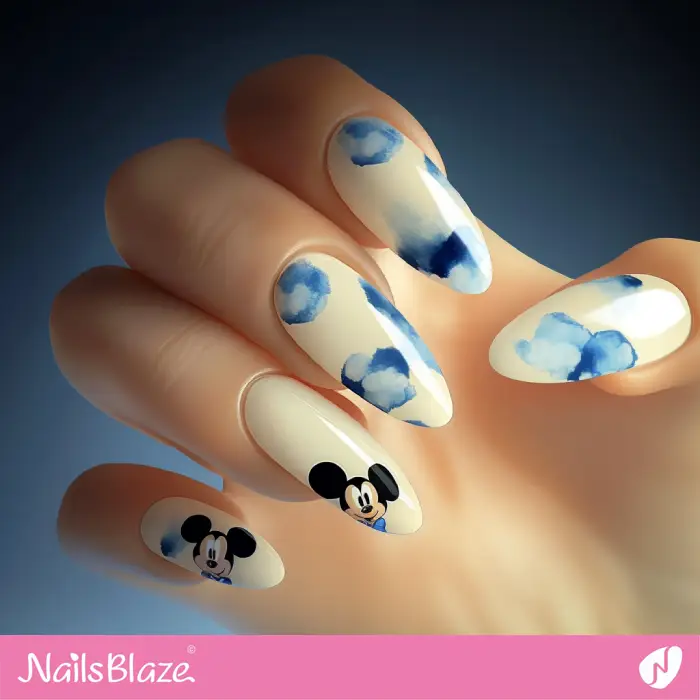 Mickey Mouse Nails Watercolor Design | Cartoon Nails - NB6632