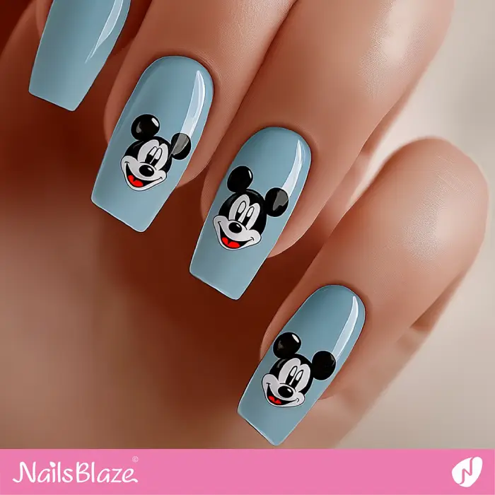 Nails with Simple Mickey Mouse Design | Cartoon Nails - NB6638