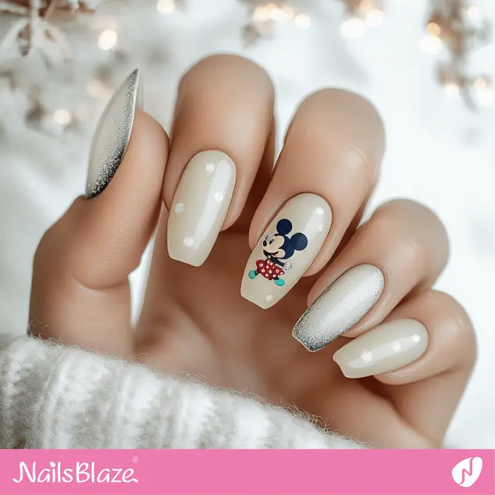 Mini Mouse and White Dots Nails Design | Cartoon Nails - NB6639