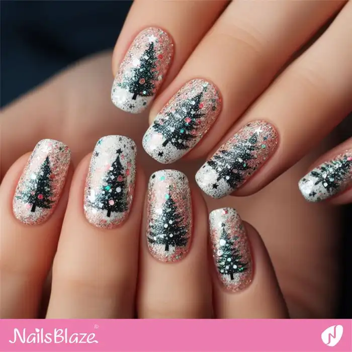 Christmas Tree Nails with Confetti | Christmas | Holiday - NB1232