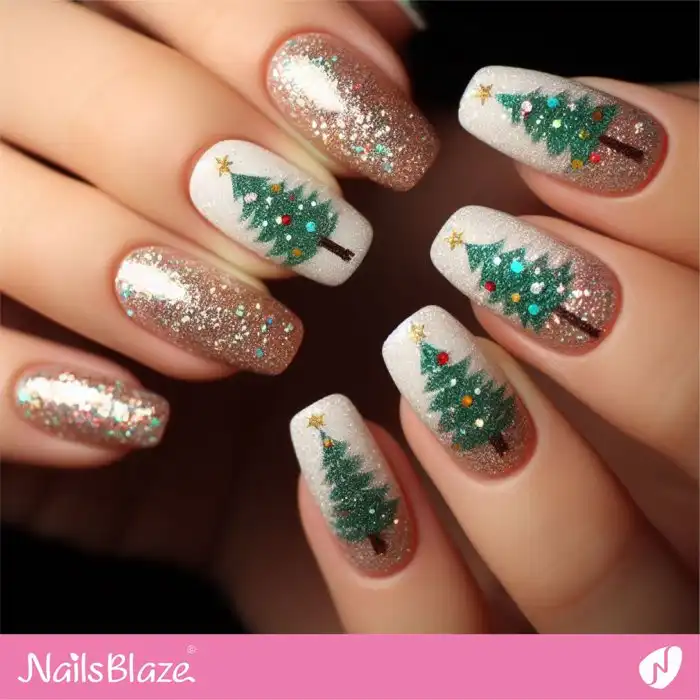 Decorated Christmas Tree Nails | Christmas | Winter - NB1236
