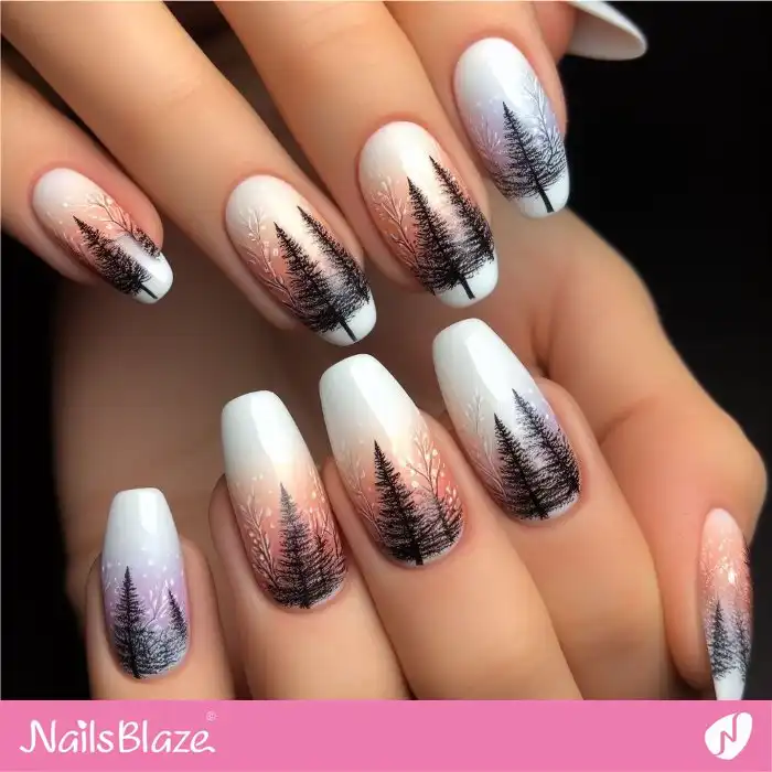 Bright Ombre Nails with Christmas Trees | Christmas | Winter - NB1268