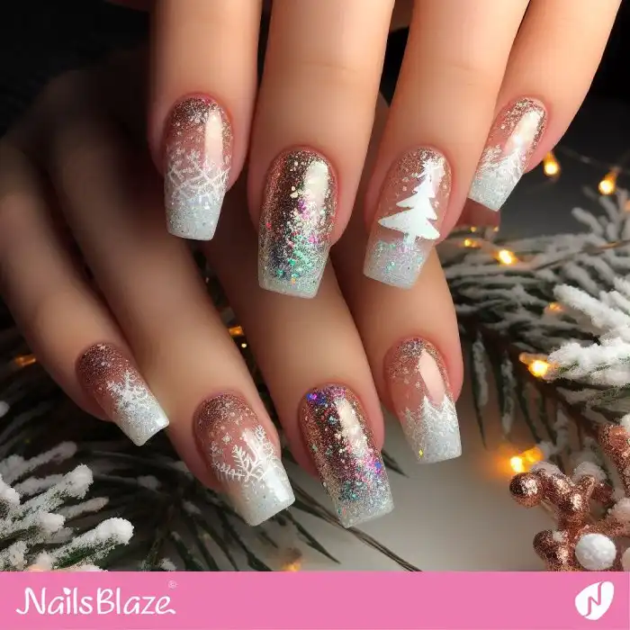Glitter Ombre Christmas Tree Nails | Winter - NB1275