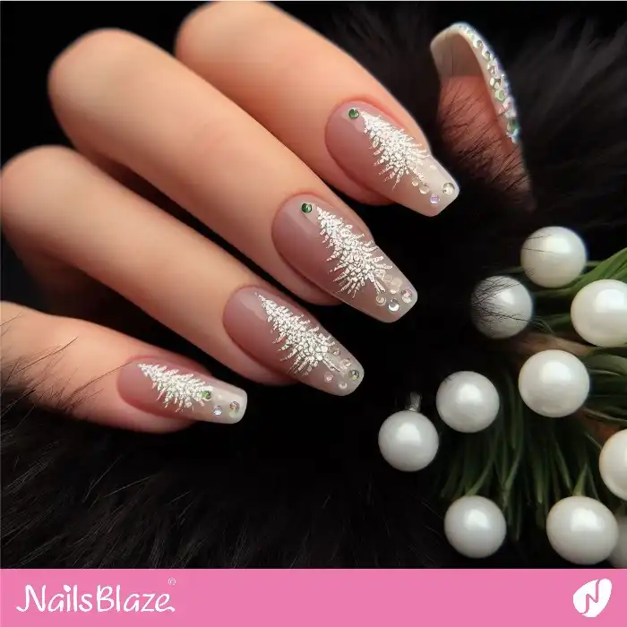 Rhinestone Embellishments on Christmas Tree Nails| Winter - NB1290