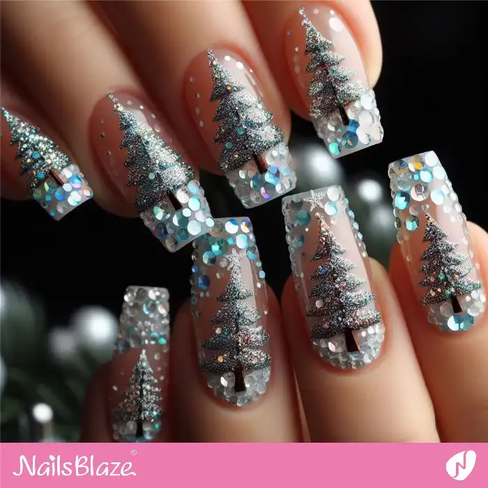 Full Bling on Nails with Christmas Trees | Winter - NB1292