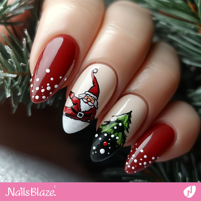 Simple Gnome Nail Design for Christmas | Christmas Gnome Nails - NB6792