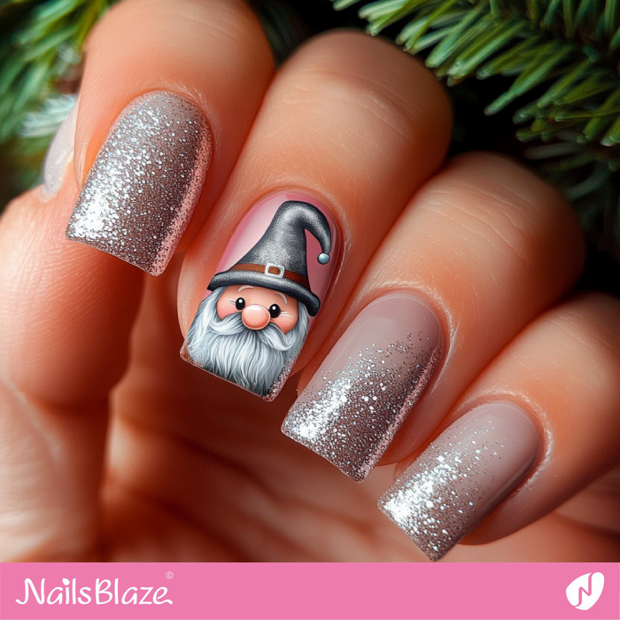 Square Gnome Nails Design | Christmas Gnome Nails - NB6825