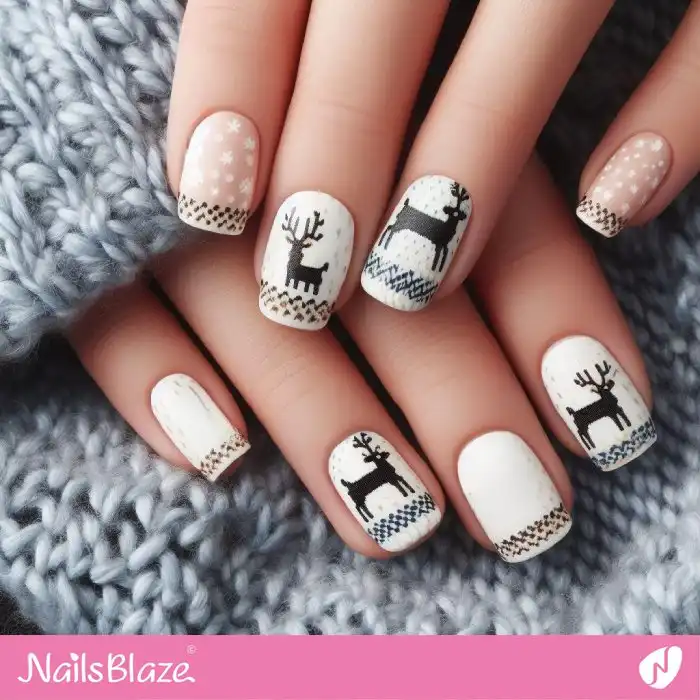 Reindeer with Knit Nails Art | Christmas Nails - NB1369