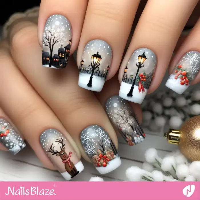 Reindeer Nails with Post Light | Christmas Nails - NB1371