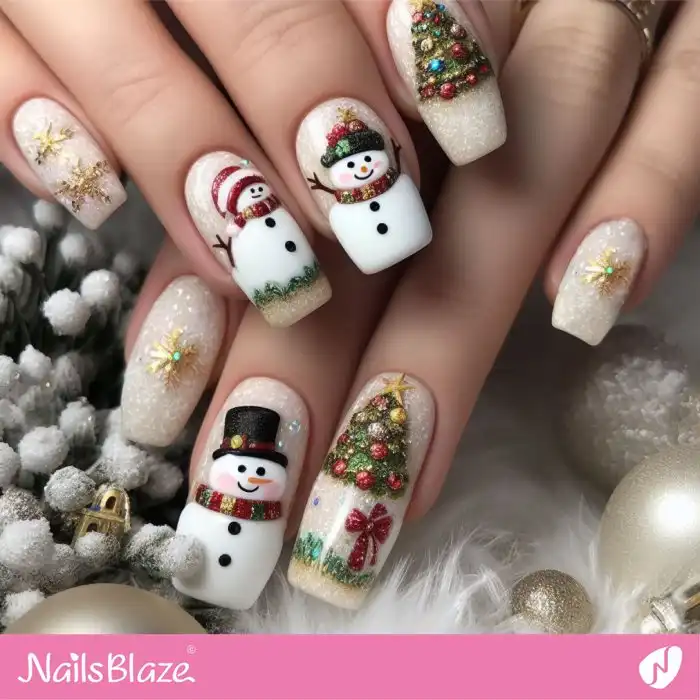 Luxury Snowman Nail Design | Christmas | Winter - NB1301