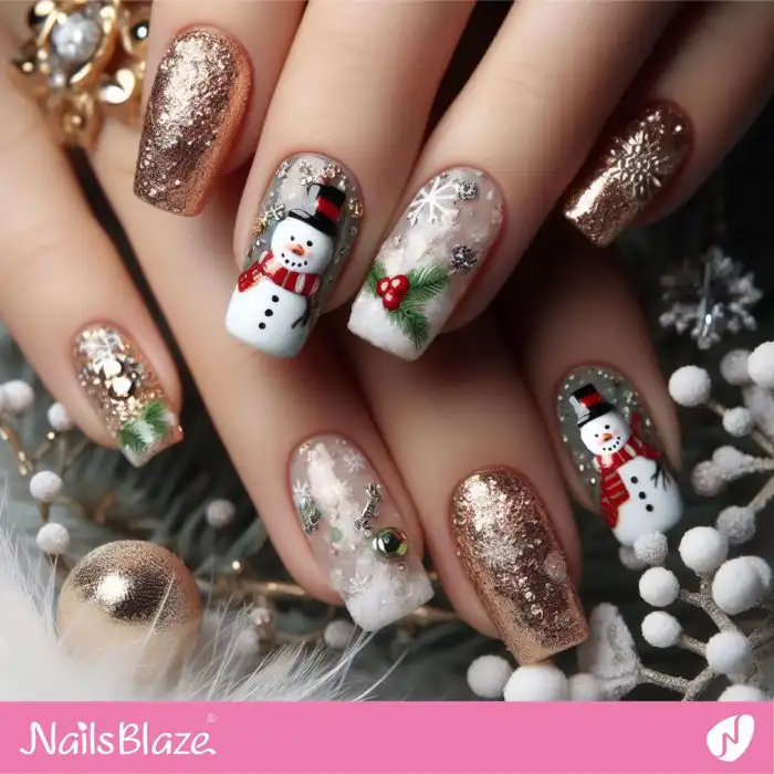 Snowman Nails with Foils | Christmas | Winter - NB1303
