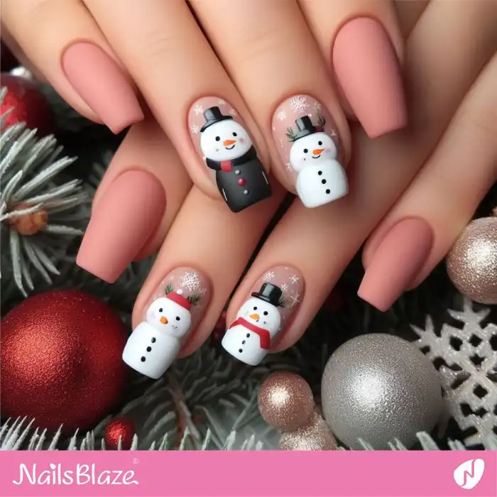 Snowman Matte Nails | Christmas | Winter - NB1310