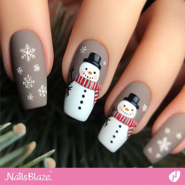 Snowman and Snowflake Nail Design | Christmas | Winter - NB1312
