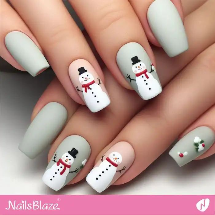 Simple Matte Snowman Nails | Christmas | Winter - NB1313