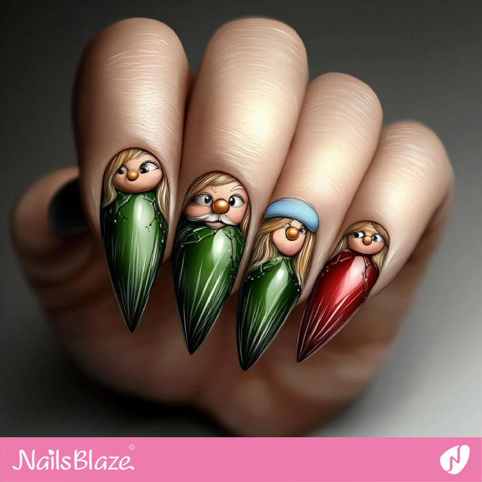 Stiletto Nails with a Elves | Christmas Elf Nails - NB6808