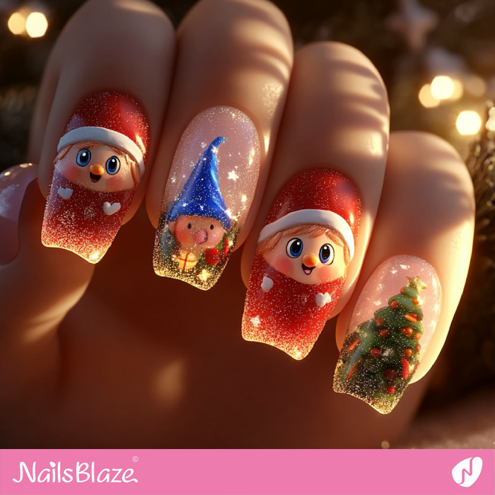 Elf for Christmas Nails Design | Christmas Elf Nails - NB6810