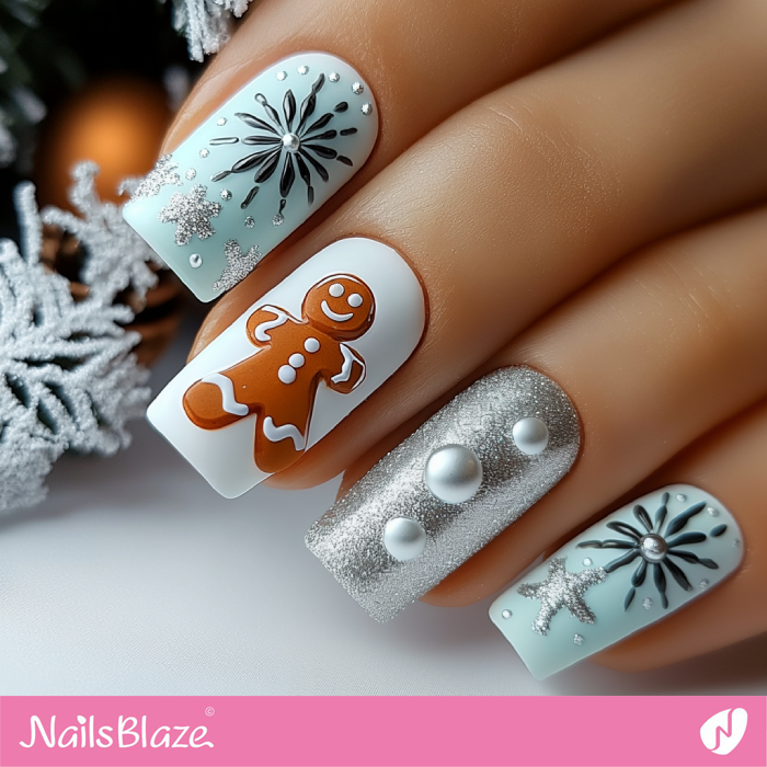 Gingerbread Nails Design for Winter | Christmas Gingerbread Nails - NB6806