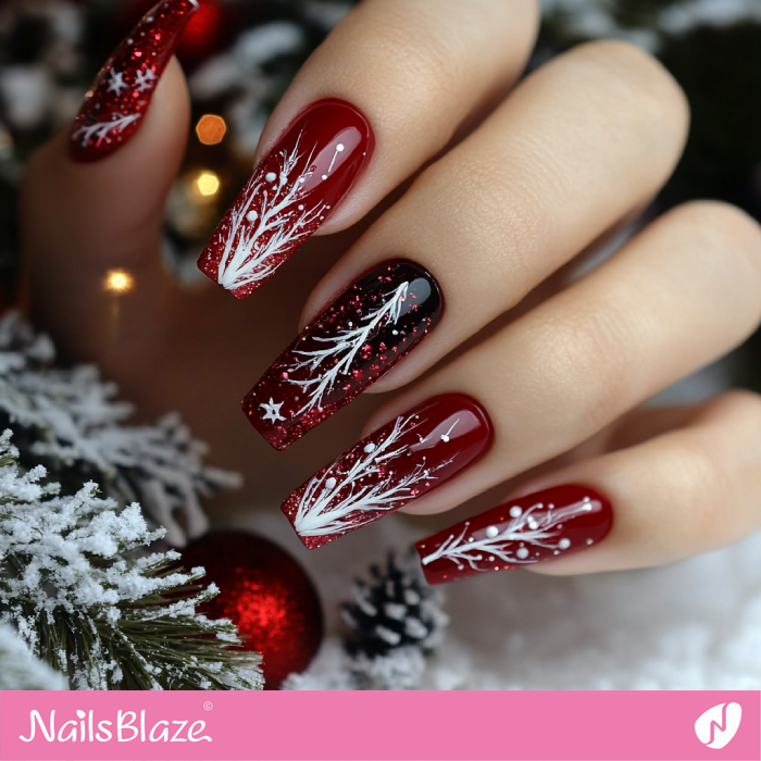 Christmas Nails Design in Red | Red Christmas Nails - NB6777