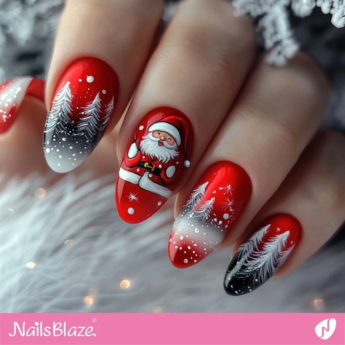 Cute Christmas Theme Red Nails | Red Christmas Nails - NB6779